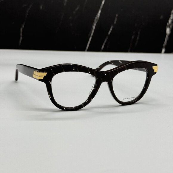 NEW BOTTEGA VENETA BV1105O 003 CAT EYE HAVANA/WHITE WOMEN EYEGLASSES - Picture 3 of 10